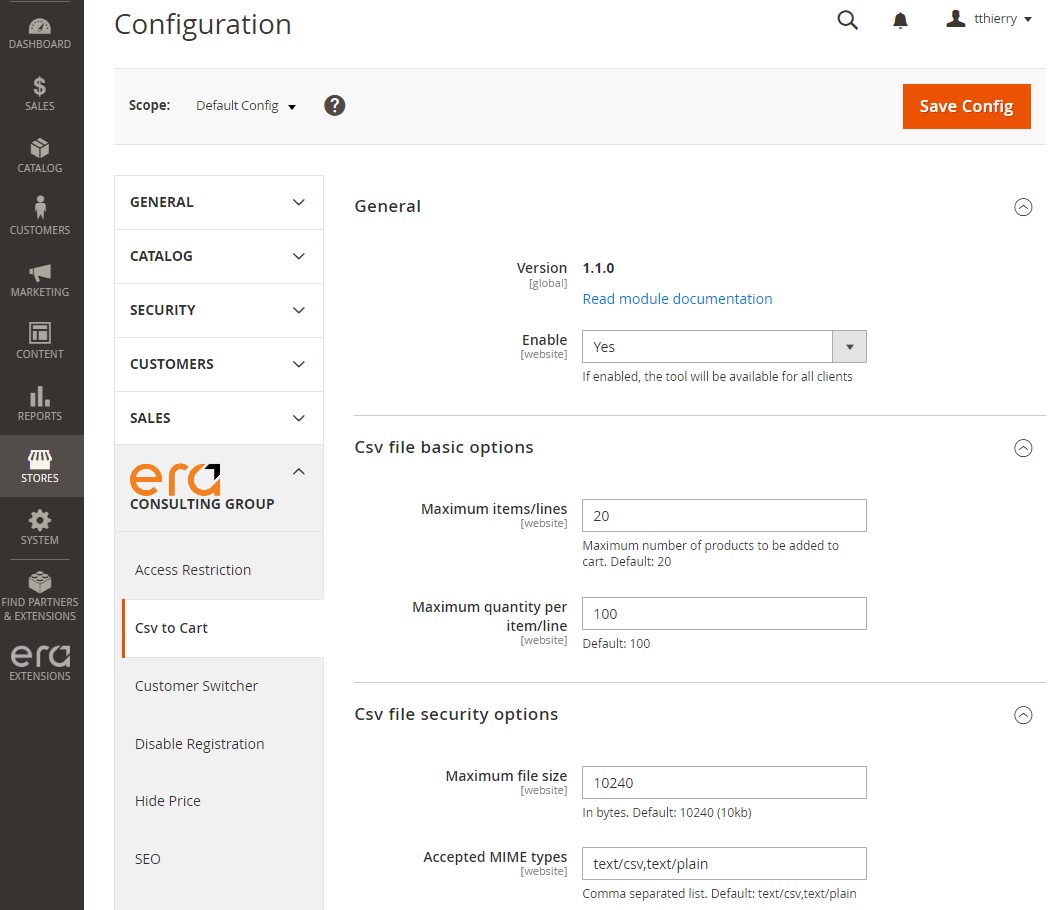 CSV to cart overview