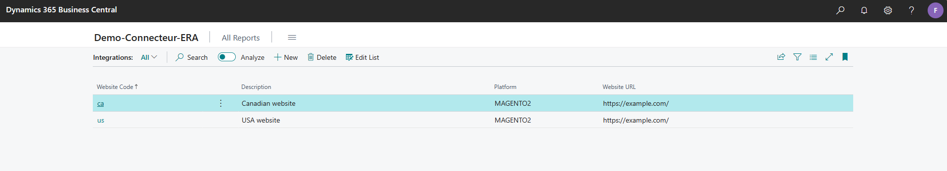 ERA eCom Integration List